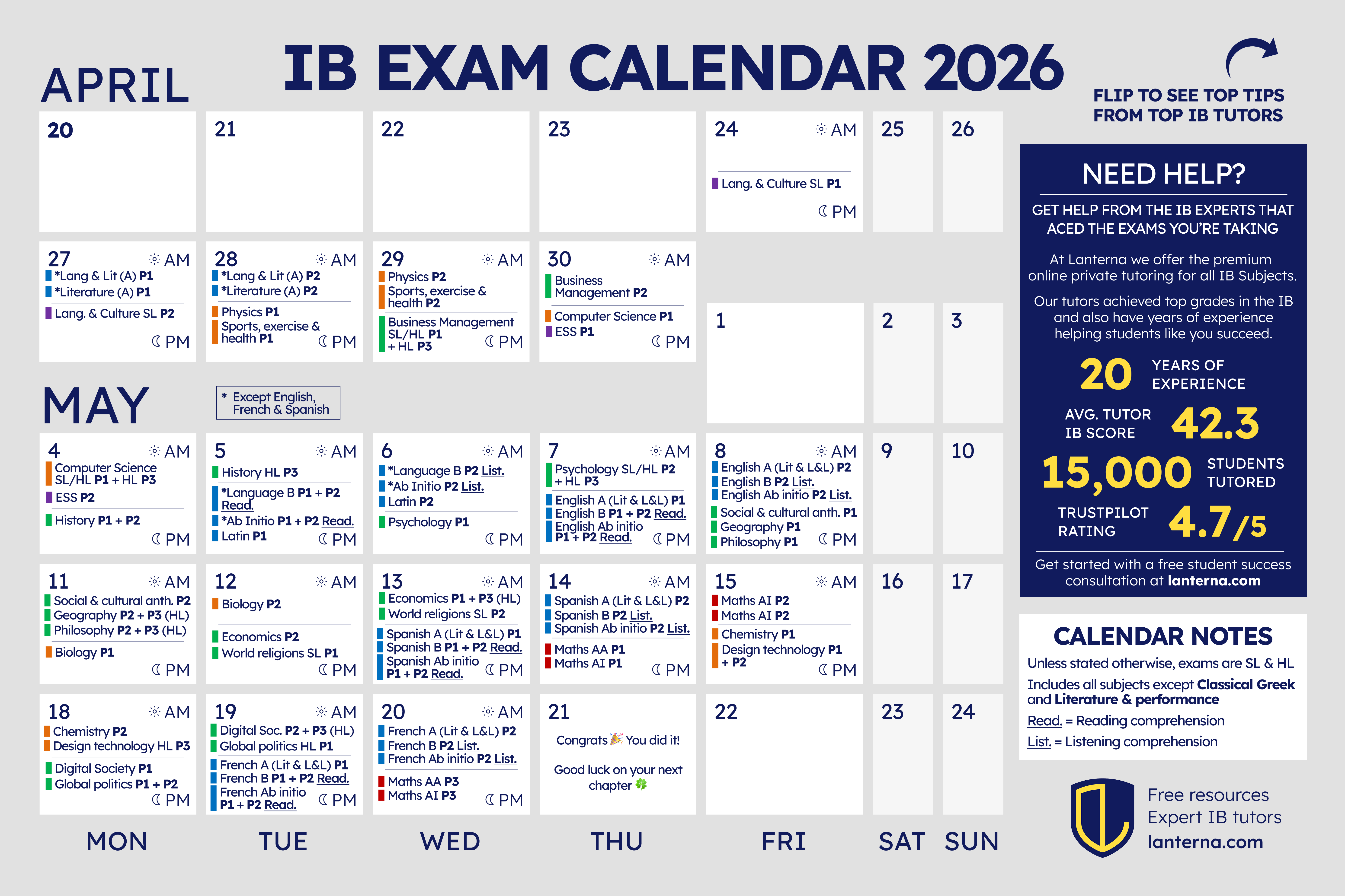 May 2026 IB Exam Calendar