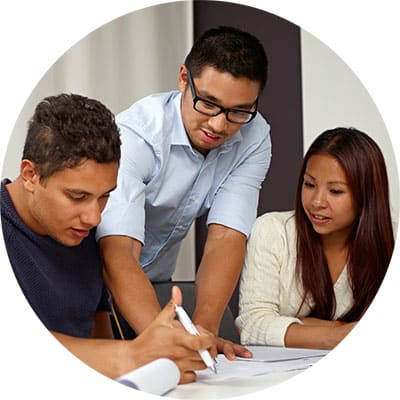 Teacher helping student