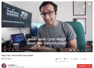 Ali Abdaal YouTube channel thumbnail